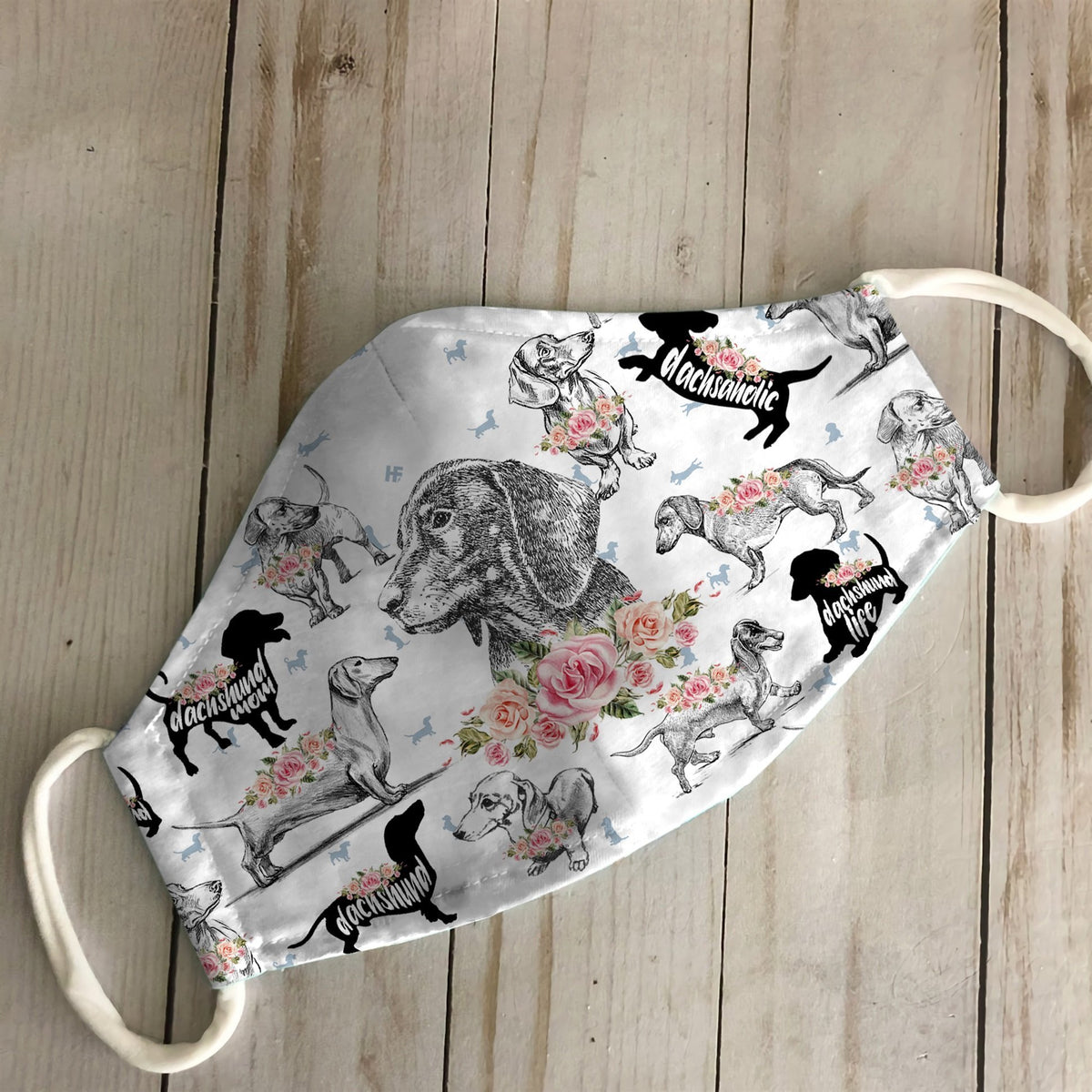 Dachshund Floral Vintage EZ07 1906 Face Mask