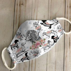 Dachshund Floral Vintage EZ07 1906 Face Mask