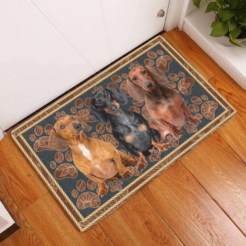 Dachshund-Flower Paw Doormat