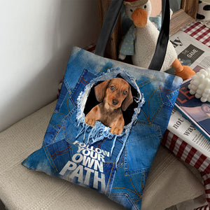 Dachshund-Follow Your Own Path-Cloth Tote Bag