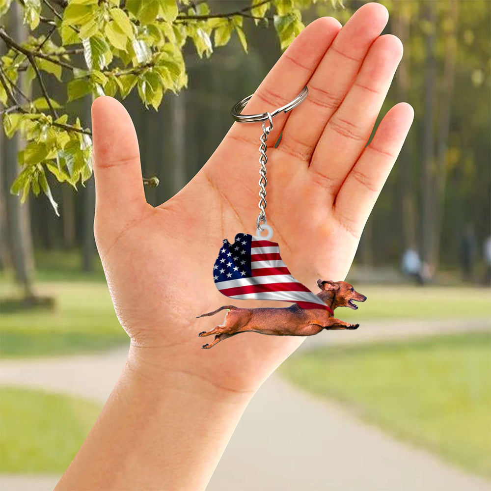 Dachshund-Happy Independence Day Flat Acrylic Keychain