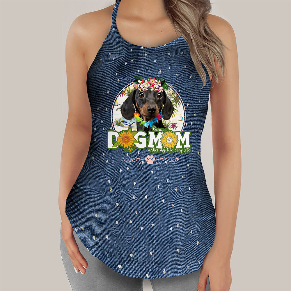 Dachshund-Hawaii beach Dog Mom Tank Top