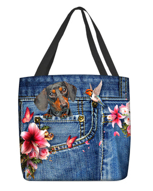 Dachshund-Lily Cloth Tote Bag