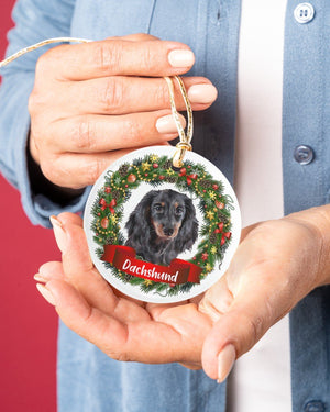 Dachshund-Noel Circle-Two Sided Ornament