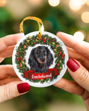 Dachshund-Noel Circle-Two Sided Ornament