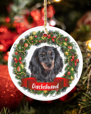 Dachshund-Noel Circle-Two Sided Ornament