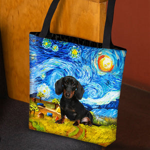 Dachshund -Oil Painting-Cloth Tote Bag