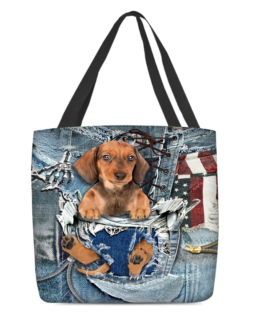 Dachshund-Ripped Jeans-Cloth Tote Bag