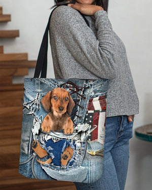 Dachshund-Ripped Jeans-Cloth Tote Bag