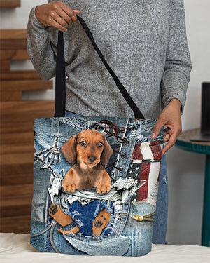 Dachshund-Ripped Jeans-Cloth Tote Bag