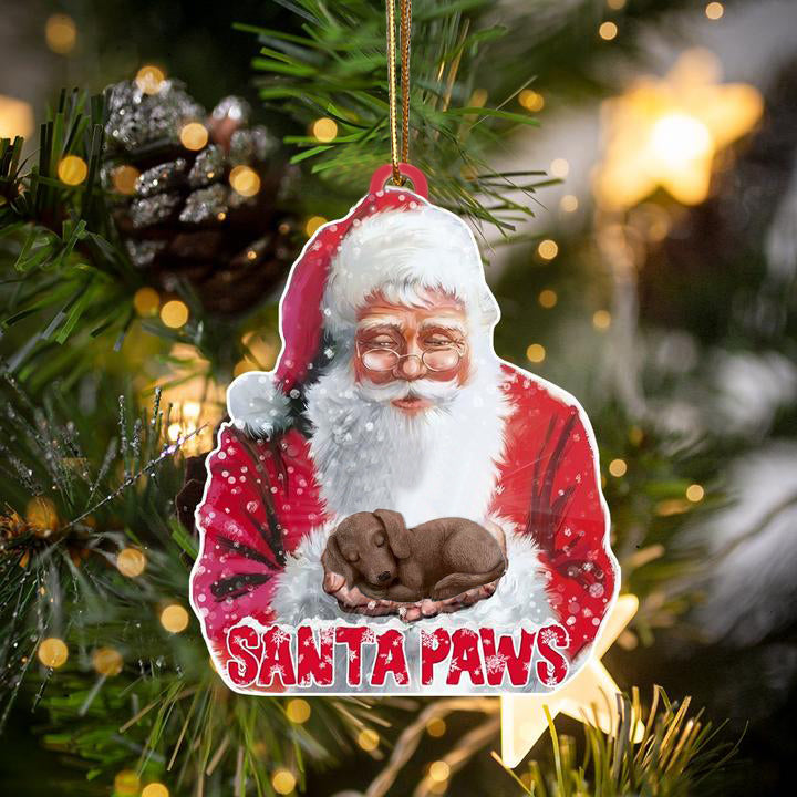 Dachshund-Santa Paws-Two Sided Ornament