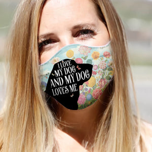 Dachshund Silhouette I Love My Dog Floral EZ02 0206 Face Mask
