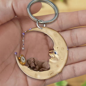 Dachshund-Sleeping on the moon Keychain