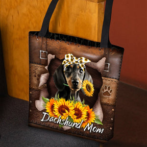 Dachshund-Sunflower&Dog Mom Cloth Tote Bag