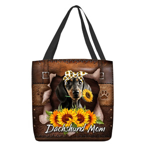 Dachshund-Sunflower&Dog Mom Cloth Tote Bag