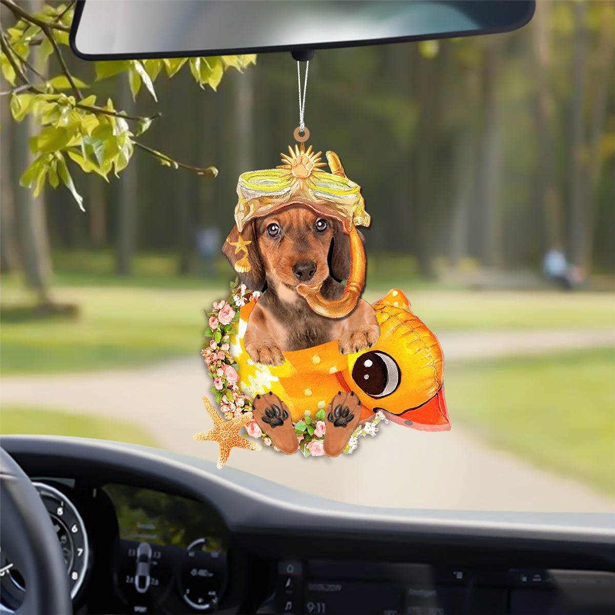 Dachshund-Swimming Laps Two Sides Ornament