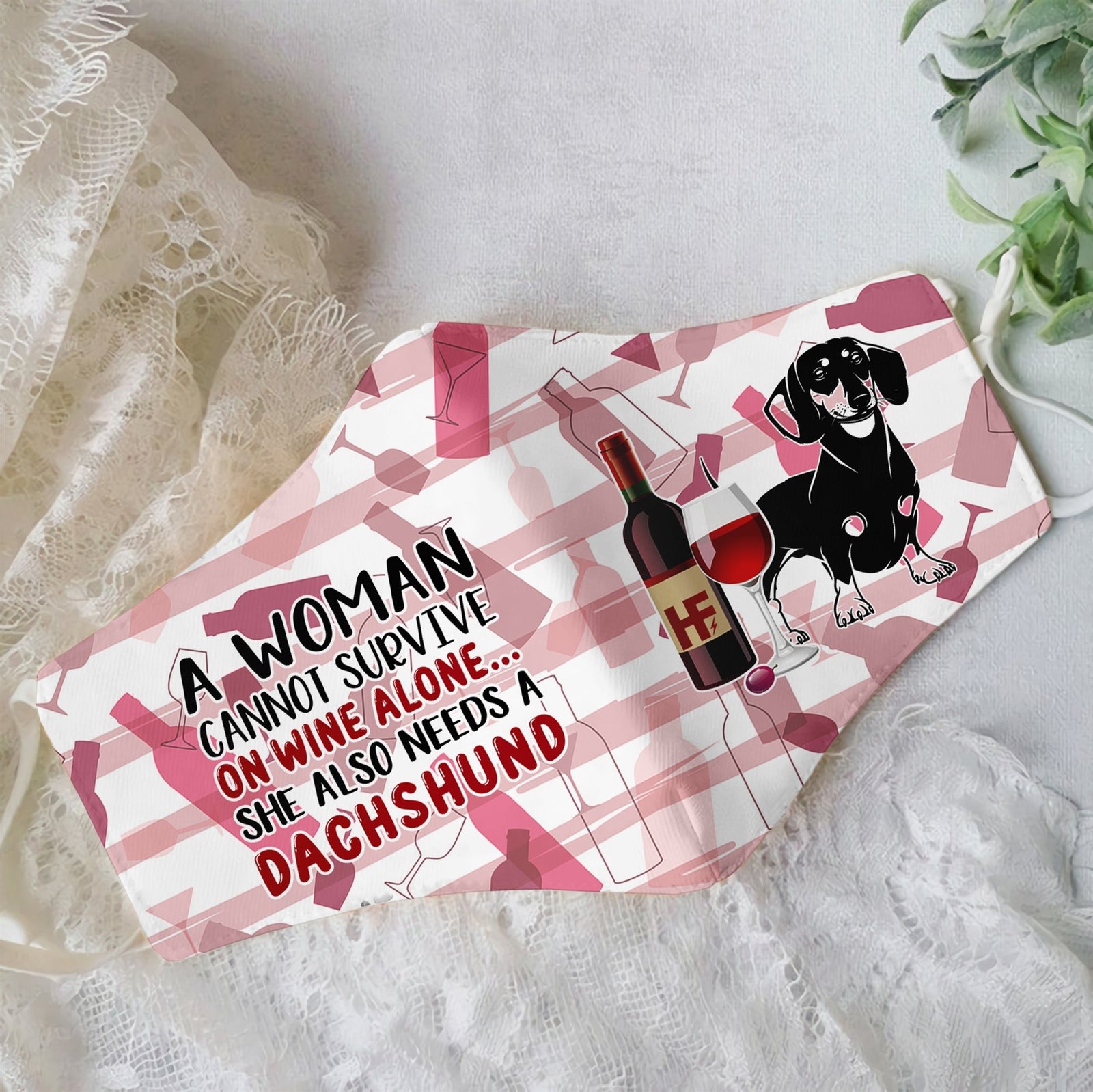 Premium A Women Loves Wine And Dachshund EZ09 3006 Face Mask