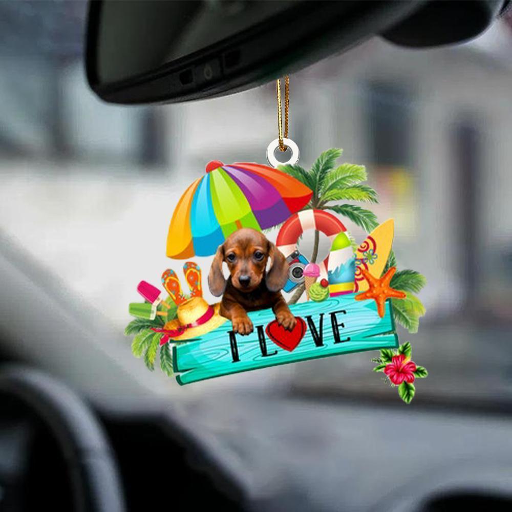 Dachshund 02-I Love Summer-Two Sided Ornament