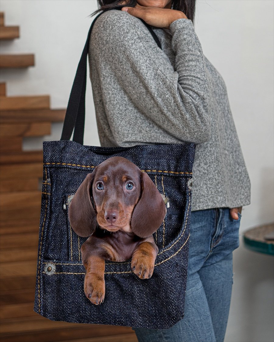 Dachshund1-Dark Denim-Cloth Tote Bag