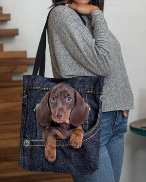 Dachshund1-Dark Denim-Cloth Tote Bag