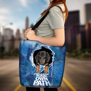 Dachshund1-Follow Your Own Path-Cloth Tote Bag