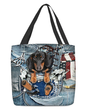 Dachshund1-Ripped Jeans-Cloth Tote Bag