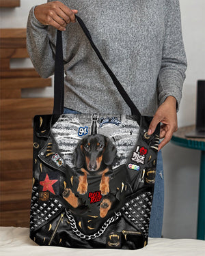 Dachshund1-Rock Dog-Cloth Tote Bag