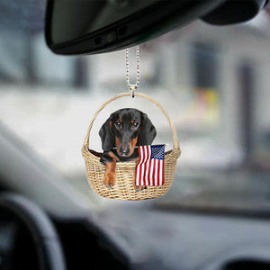 Dachshund1-With American Flag Two Sides Ornament