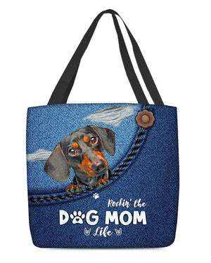 Dachshund-Dog Mom Life-Cloth Tote Bag