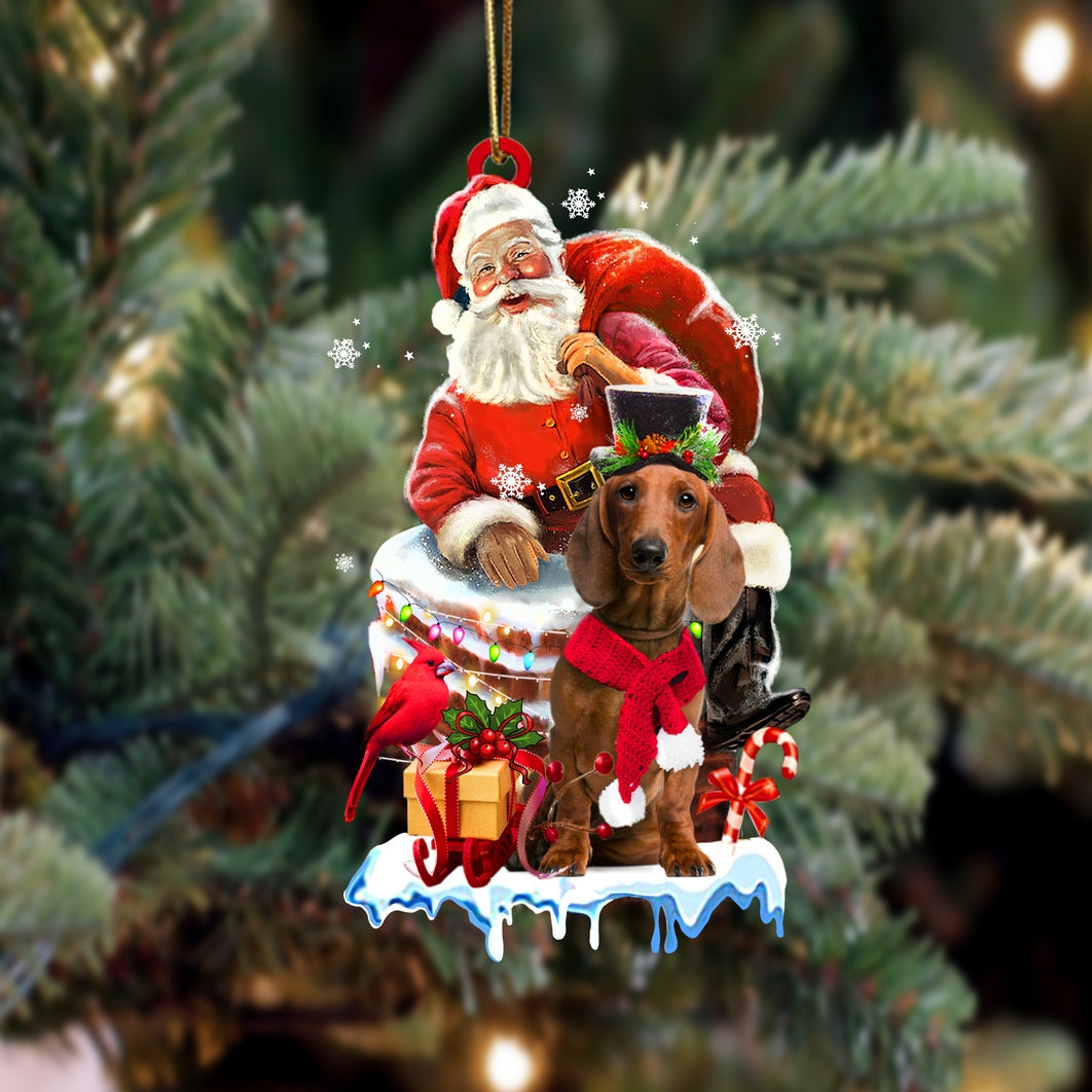 Dachshund 2-Christmas Chimney Two Sided Ornament