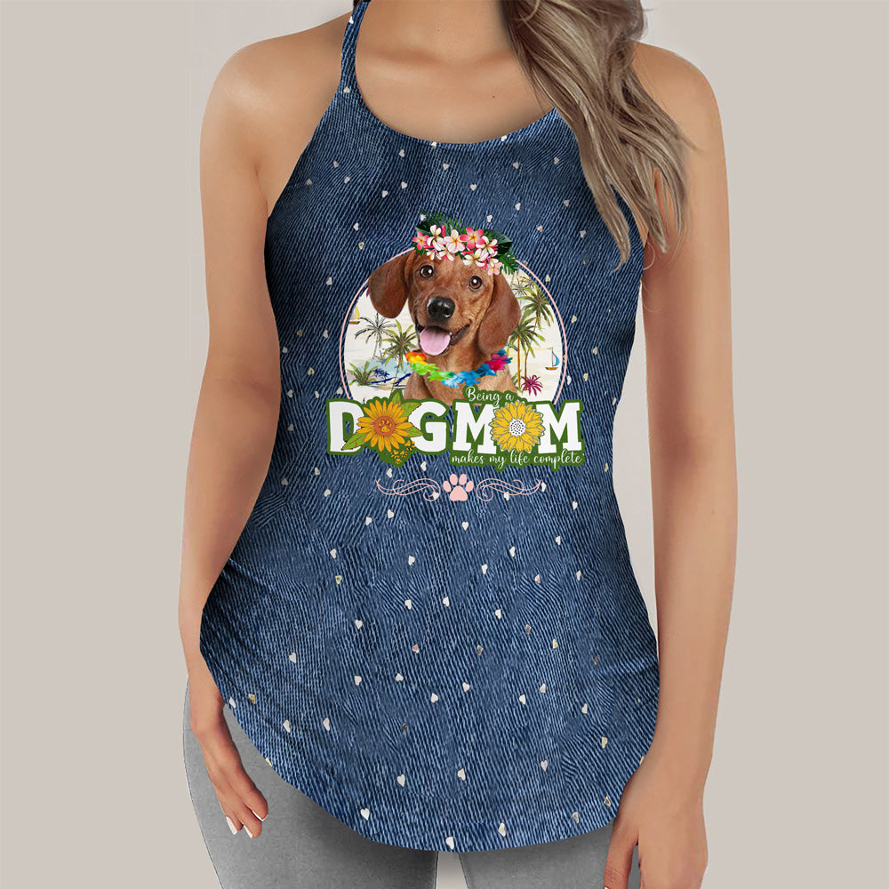 Dachshund2-Hawaii beach Dog Mom Tank Top