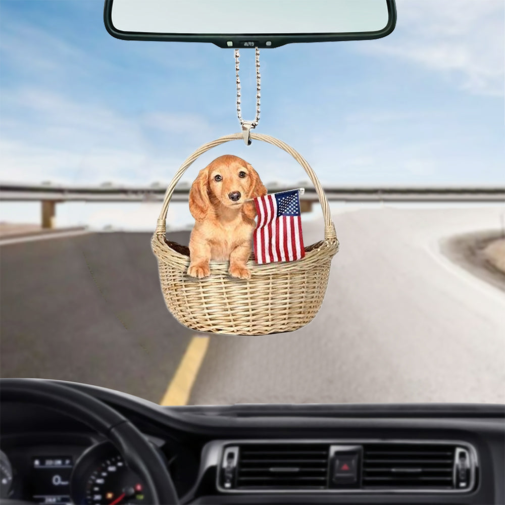 Dachshund2-With American Flag Two Sides Ornament