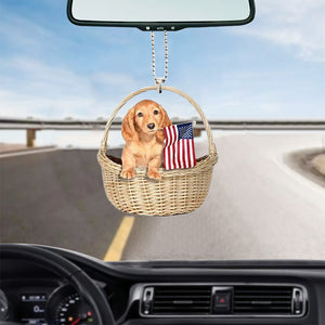 Dachshund2-With American Flag Two Sides Ornament
