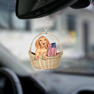 Dachshund2-With American Flag Two Sides Ornament