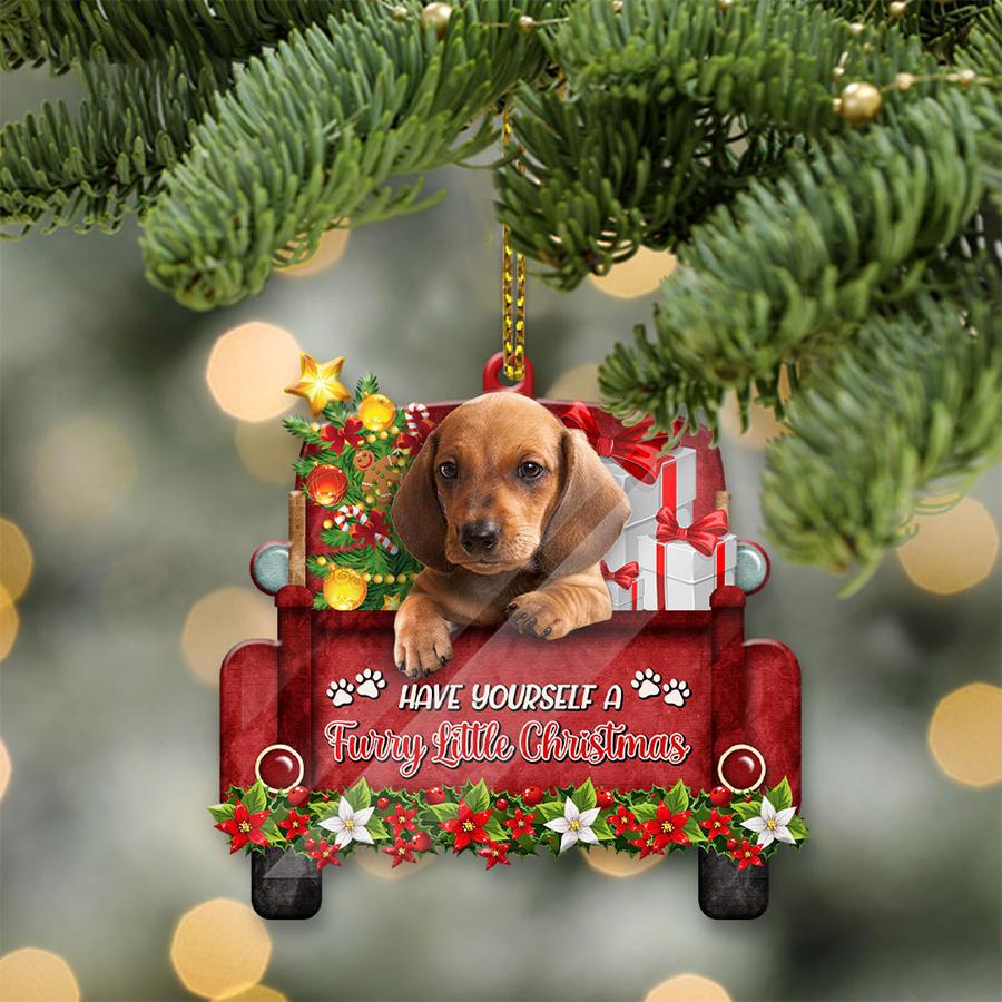 Dachshund 2 Sit On A Truck-Two Sided Ornament