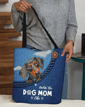 Dachshund-Dog Mom Life-Cloth Tote Bag