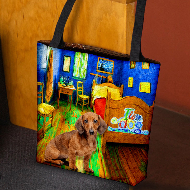 Dachshund 3 in the bedroom-Cloth Tote Bag