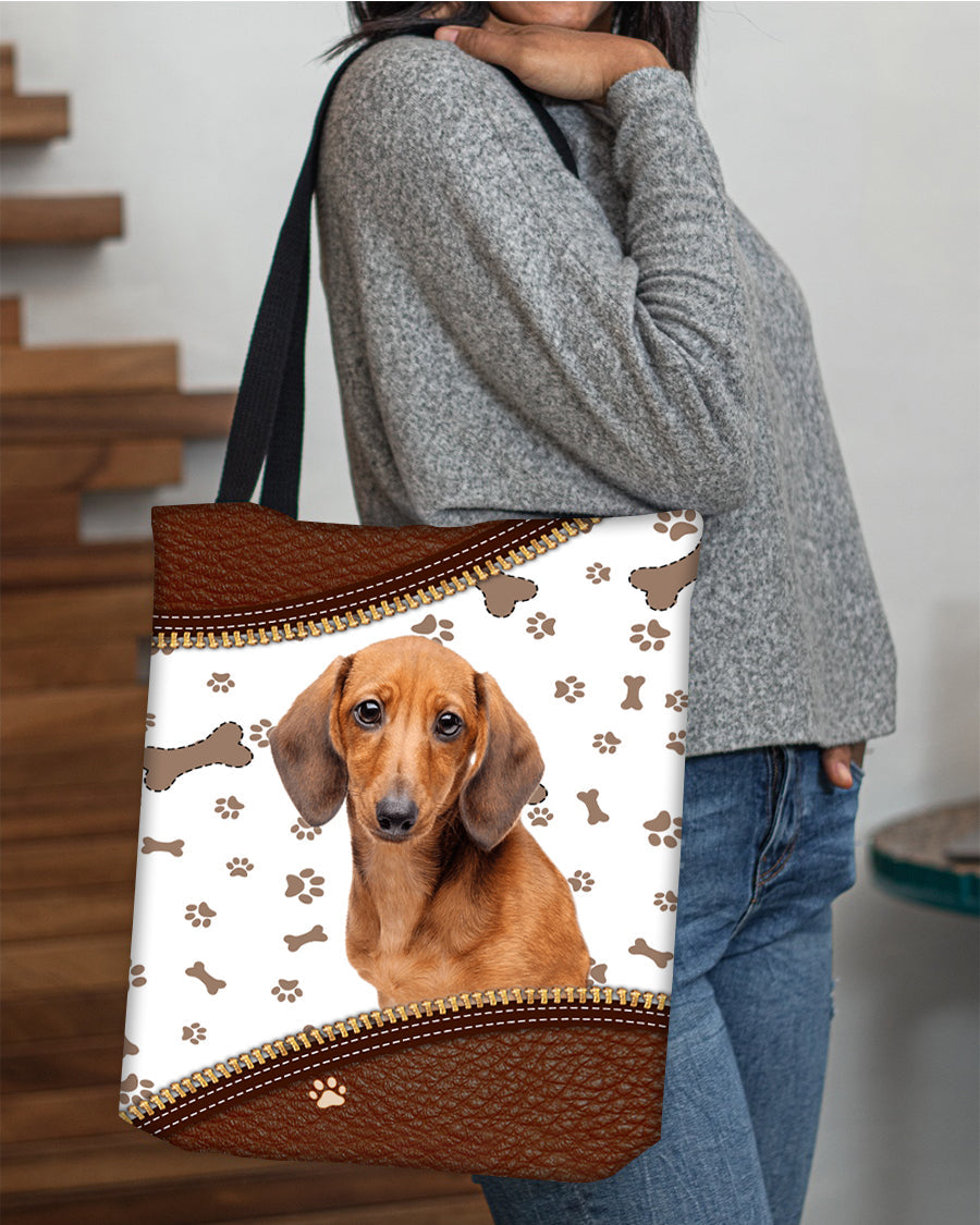 Dachshund 3-Zipper Texture-Cloth Tote Bag