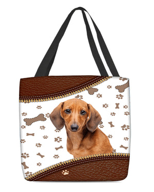 Dachshund 3-Zipper Texture-Cloth Tote Bag