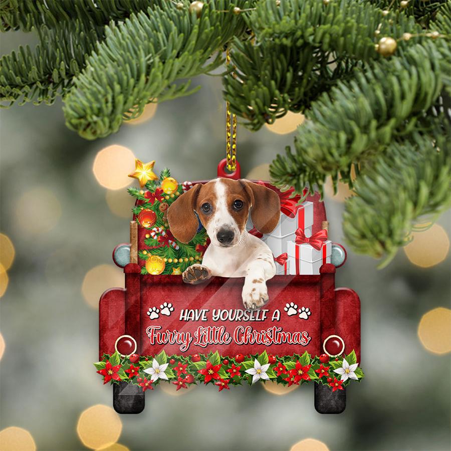 Dachshund 3 Sit On A Truck-Two Sided Ornament