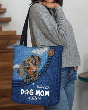 Dachshund-Dog Mom Life-Cloth Tote Bag