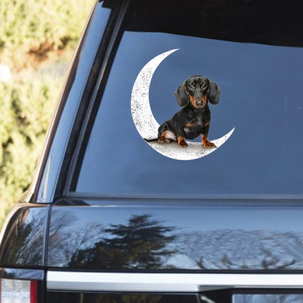 Dachshund 4-Sit On The Moon Decal