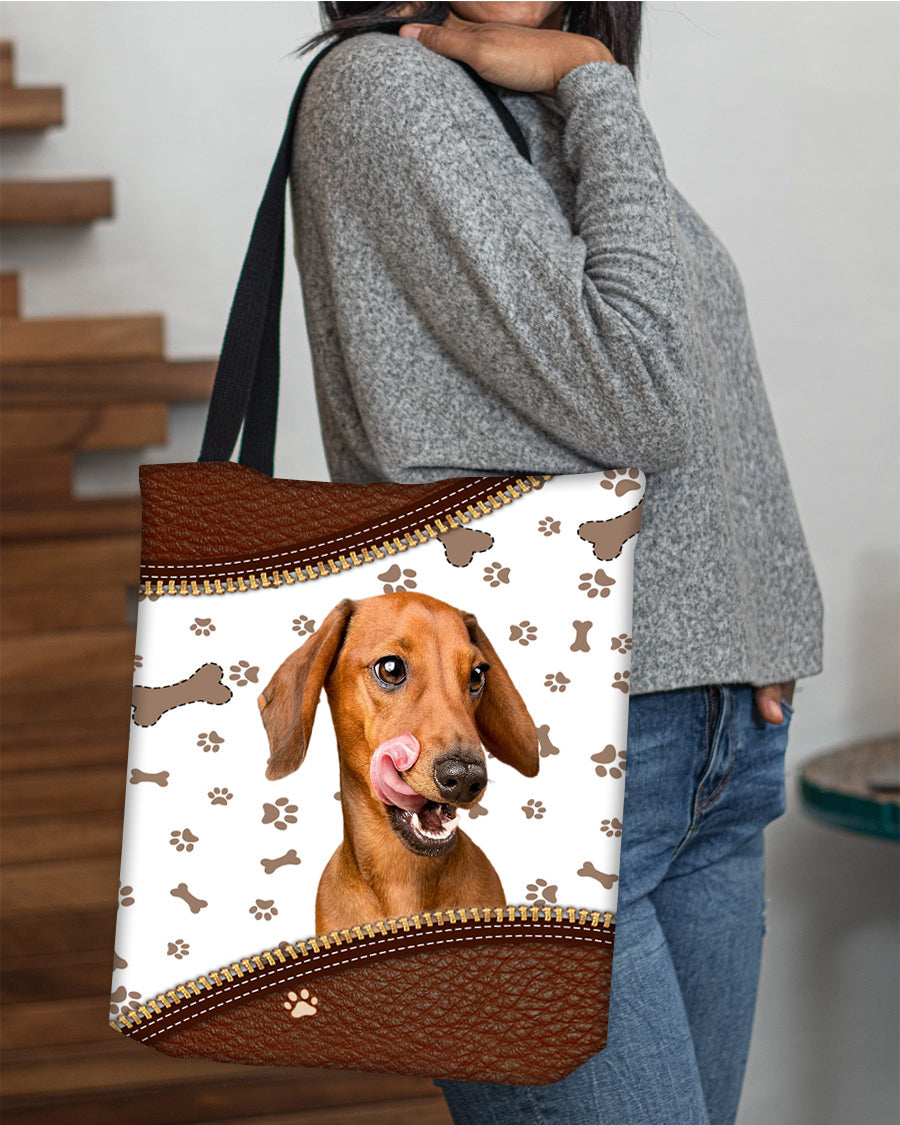 Dachshund 4-Zipper Texture-Cloth Tote Bag