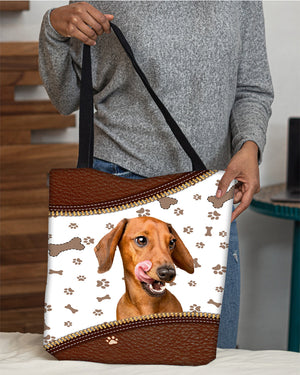 Dachshund 4-Zipper Texture-Cloth Tote Bag