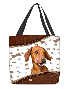 Dachshund 4-Zipper Texture-Cloth Tote Bag