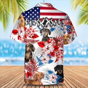 Dachshund American Flag Hawaiian Shirt