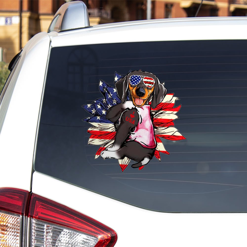 Dachshund Happy Independence Day Car Sticker