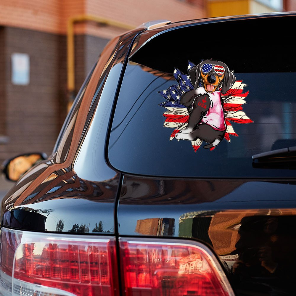 Dachshund Happy Independence Day Car Sticker