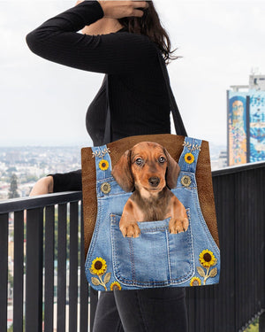 Dachshund And Sunflower-Cloth Tote Bag