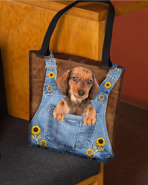 Dachshund And Sunflower-Cloth Tote Bag